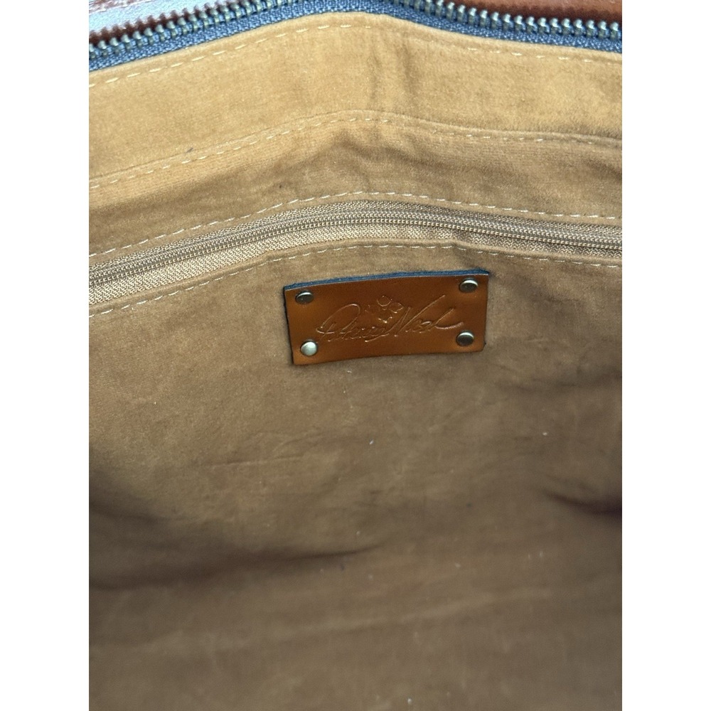 Patricia Nash Tan Floral-Print Leather Shoulder Tote - Picture 10 of 15